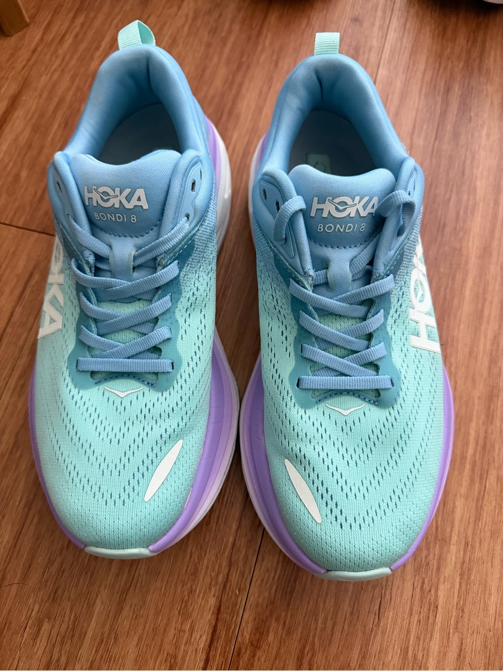 Hoka bondi 8 Women's Running Shoe in Aqua and Lavender - Picture 3 of 11